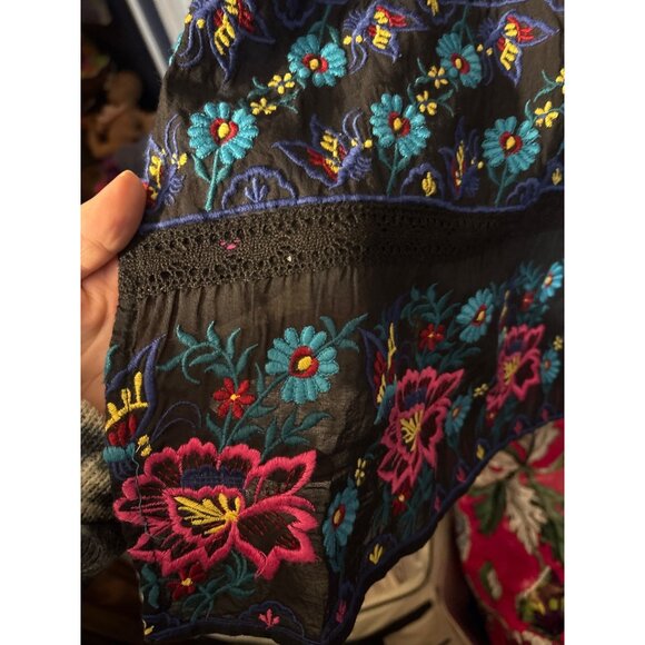 Kyla Seo Womens S Black Viscose Boho Tunic With Embroidery & Lace Details - Picture 3 of 6